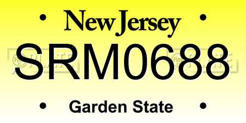 SRM0688 New Jersey License Plate