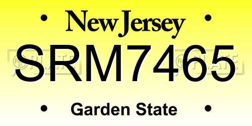 SRM7465 New Jersey License Plate
