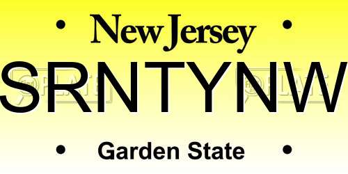 SRNTYNW New Jersey License Plate