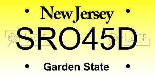 SRO45D New Jersey License Plate