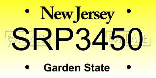 SRP3450 New Jersey License Plate