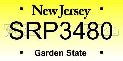 SRP3480 New Jersey License Plate
