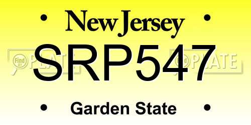 SRP547 New Jersey License Plate