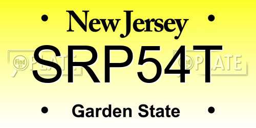 SRP54T New Jersey License Plate