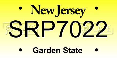 SRP7022 New Jersey License Plate