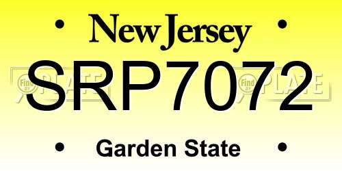 SRP7072 New Jersey License Plate