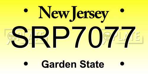 SRP7077 New Jersey License Plate