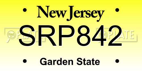 SRP842 New Jersey License Plate