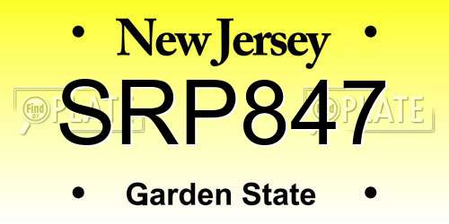 SRP847 New Jersey License Plate