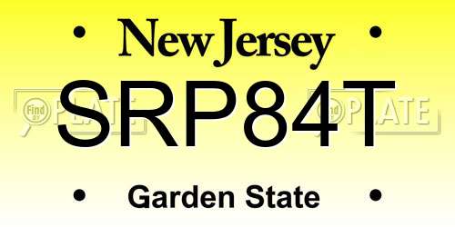 SRP84T New Jersey License Plate