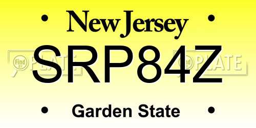 SRP84Z New Jersey License Plate