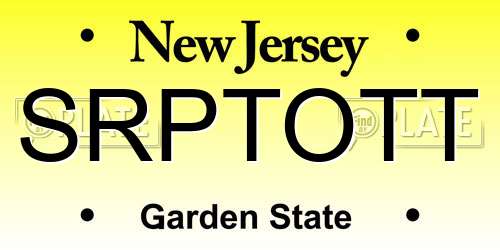 SRPTOTT New Jersey License Plate