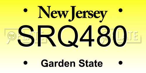 SRQ480 New Jersey License Plate