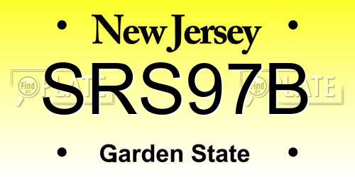 SRS97B New Jersey License Plate