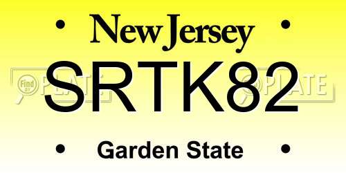 SRTK82 New Jersey License Plate