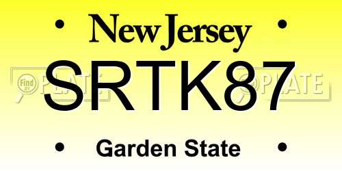 SRTK87 New Jersey License Plate