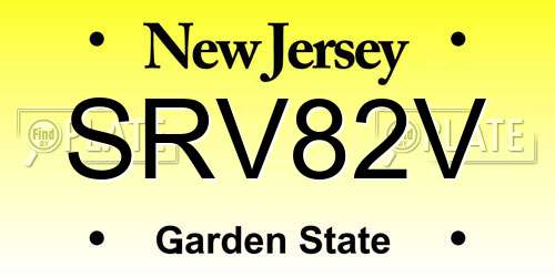 SRV82V New Jersey License Plate