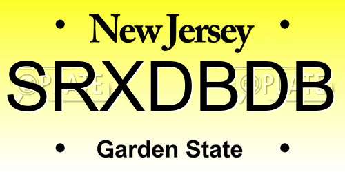 SRXDBDB New Jersey License Plate