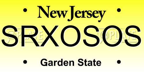 SRXOSOS New Jersey License Plate