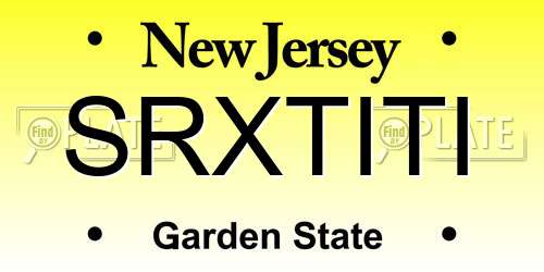 SRXTITI New Jersey License Plate