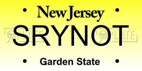 SRYNOT New Jersey License Plate