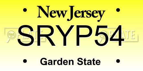SRYP54 New Jersey License Plate