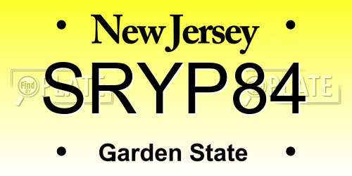 SRYP84 New Jersey License Plate