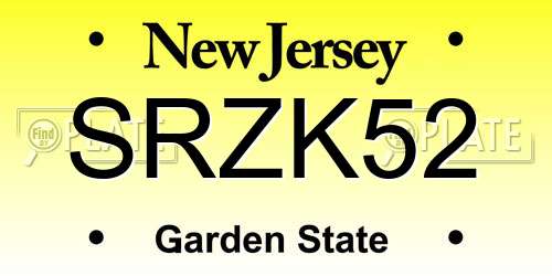 SRZK52 New Jersey License Plate