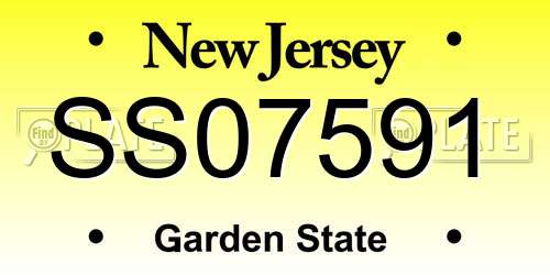 SS07591 New Jersey License Plate