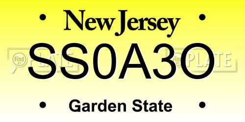 SS0A3O New Jersey License Plate