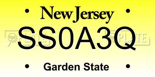SS0A3Q New Jersey License Plate