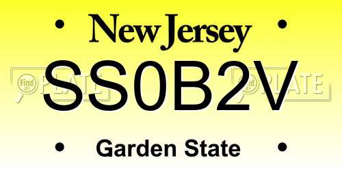 SS0B2V New Jersey License Plate