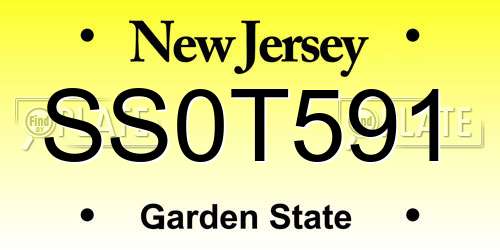 SS0T591 New Jersey License Plate