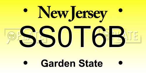 SS0T6B New Jersey License Plate