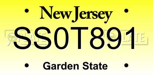 SS0T891 New Jersey License Plate