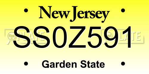 SS0Z591 New Jersey License Plate