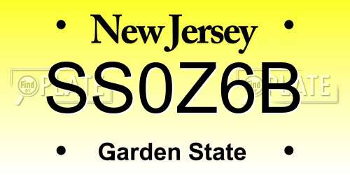 SS0Z6B New Jersey License Plate