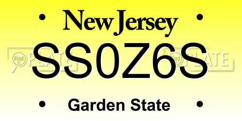 SS0Z6S New Jersey License Plate