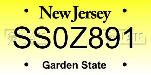 SS0Z891 New Jersey License Plate