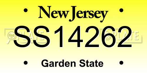 SS14262 New Jersey License Plate