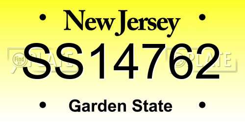 SS14762 New Jersey License Plate