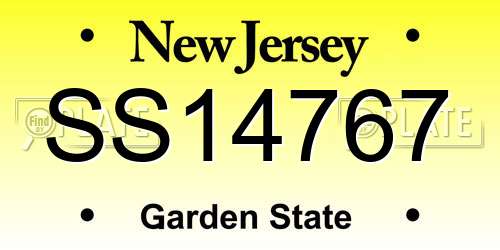 SS14767 New Jersey License Plate