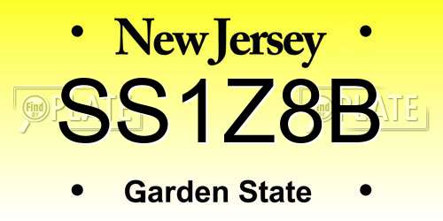 SS1Z8B New Jersey License Plate