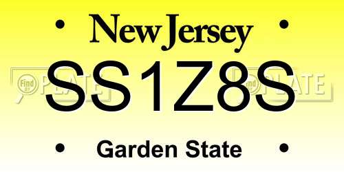 SS1Z8S New Jersey License Plate