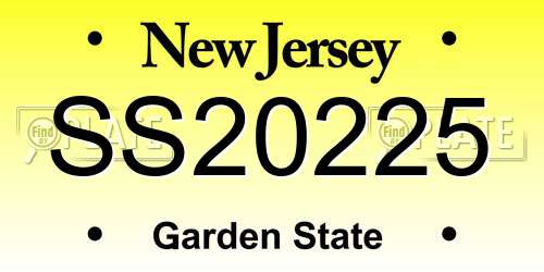 SS20225 New Jersey License Plate