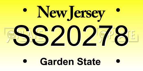 SS20278 New Jersey License Plate