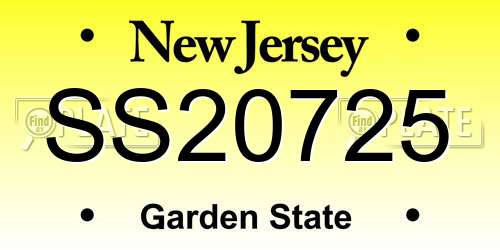 SS20725 New Jersey License Plate