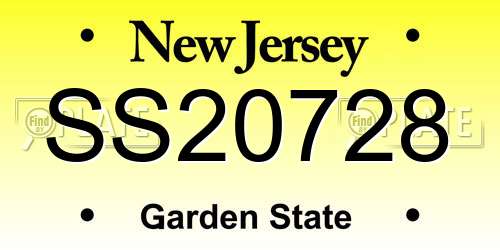 SS20728 New Jersey License Plate