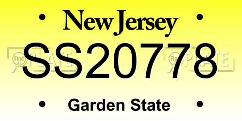 SS20778 New Jersey License Plate