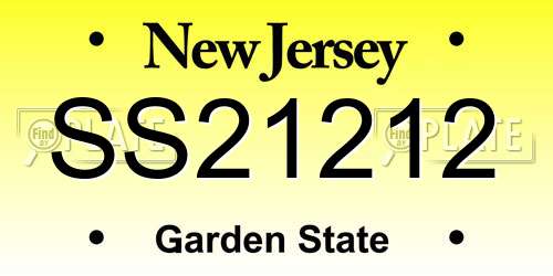 SS21212 New Jersey License Plate
